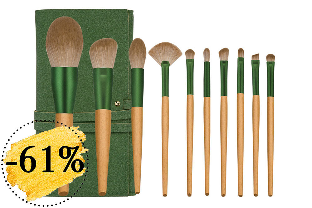 Green Brush Kit | 10 Makeup Brushes with Pouch 