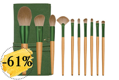 Green Brush Kit | 10 Makeup Brushes with Pouch