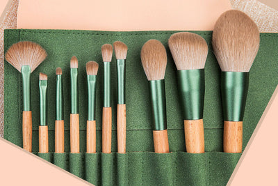 Green Brush Kit | 10 Makeup Brushes with Pouch