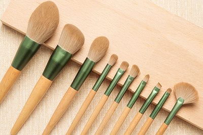 Green Brush Kit | 10 Makeup Brushes with Pouch