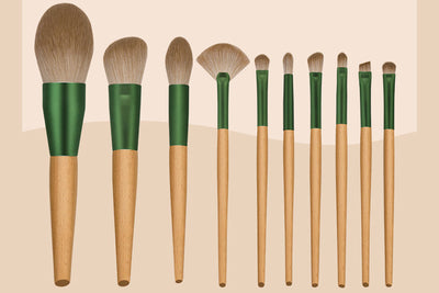 Green Brush Kit | 10 Makeup Brushes with Pouch